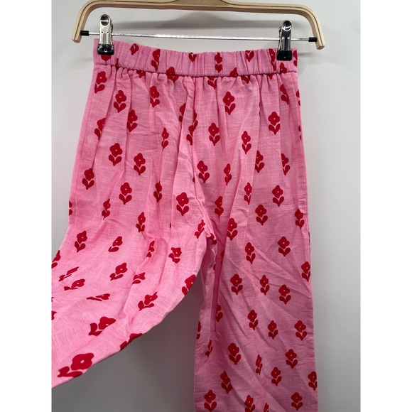 NWT Zara Pajama Pants Girls 9-10 Years Pink/Red Floral Straight Leg Pockets - Picture 9 of 13